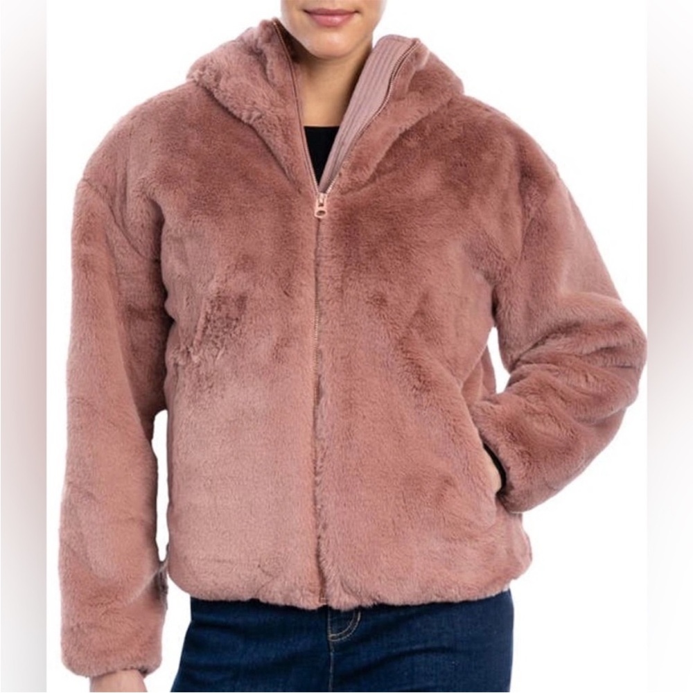 NWT Lucky Brand Rose Faux Fur Jacket Size XSmall